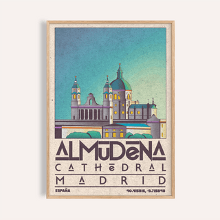 Madrid Poster showing Almudena Cathedral with domed roof