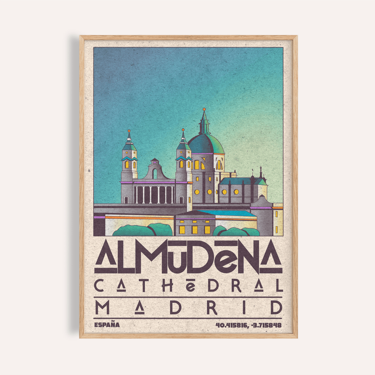 Madrid Poster showing Almudena Cathedral with domed roof