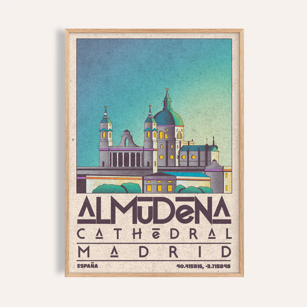 Madrid Poster showing Almudena Cathedral with domed roof