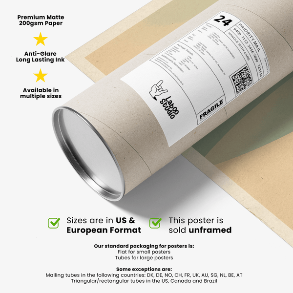 Calm horizon art print with tiered terrain and spacious composition