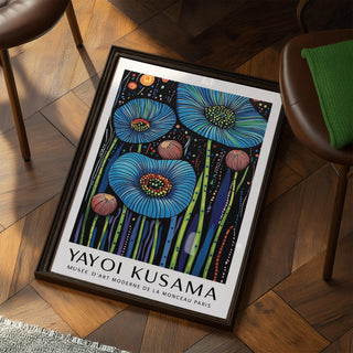 Contemporary Wall Art Floral with green and purple striped stems.