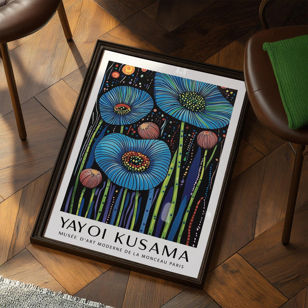 Contemporary Wall Art Floral with green and purple striped stems.