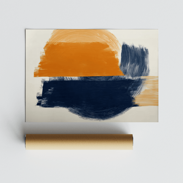 Blue and Orange Abstract Art home decor print with bright Blue and Orange for lounge wall art