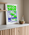 Pisco Sour Wall Art with a lively Green palette for trendy kitchen poster