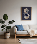 abstract modern art wall art in Blue Gray White Beige for living room