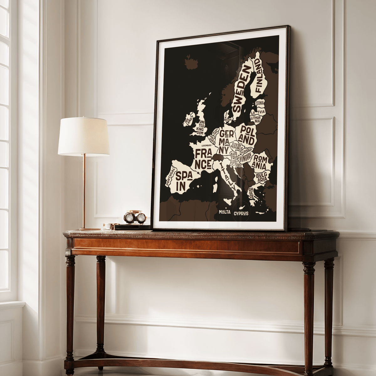 Europe Poster Brown Beige White colors for living room print