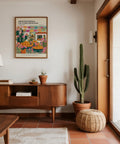Cactus and citrus display for bright kitchen decor in Mexican wall art.