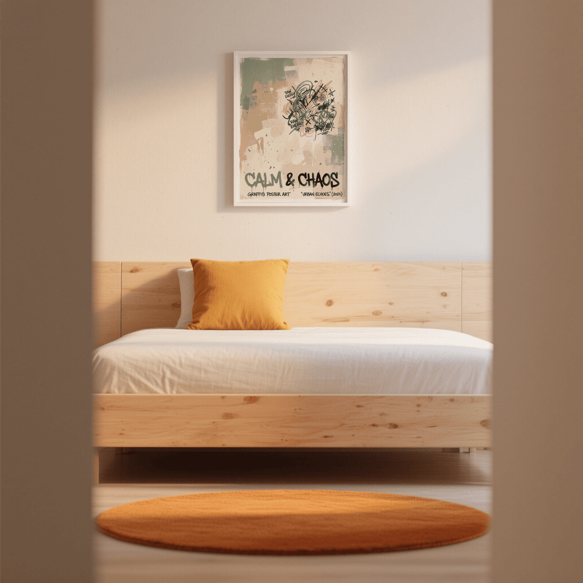 Bold spray texture design with swirling marker lines in vivid colors