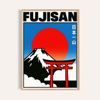Fujisan Wall Art with Red, Blue, White for living room poster