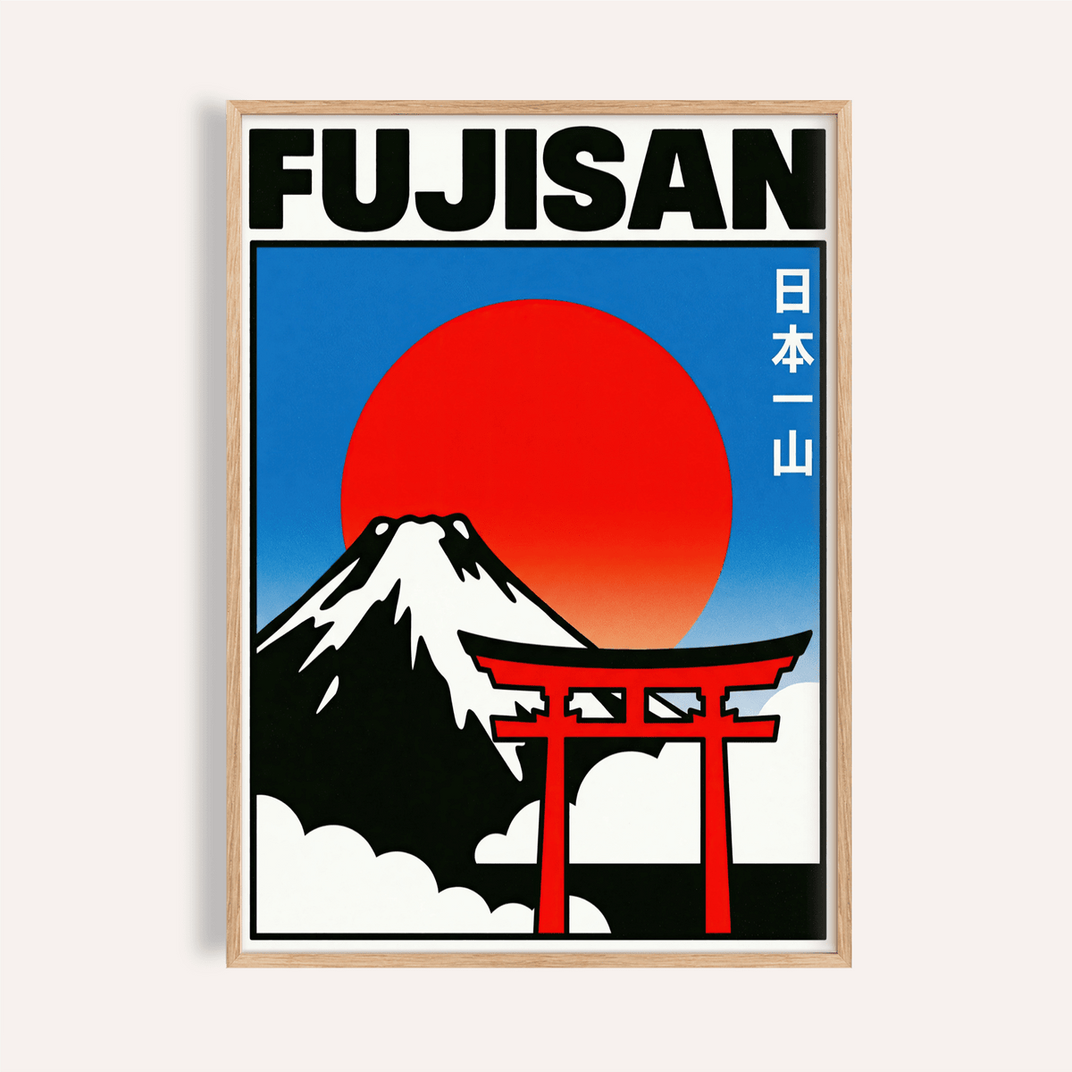 Fujisan Wall Art with Red, Blue, White for living room poster