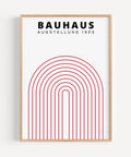 Bold Bauhaus-inspired red arch print, ideal for minimalist decor
