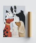 Colorful Dog Poster in Gray and Beige for creative studio art print