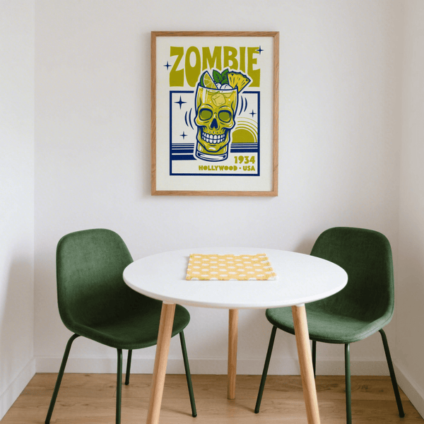 Vibrant Zombie Cocktail Art Print green blue art print for dining room