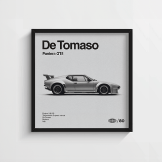 Gray shaded De Tomaso Pantera GT5 Print, designed for man cave wall art