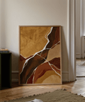 Earth-inspired Abstract Earth Tones Art print in orange, brown, and beige for dining room wall