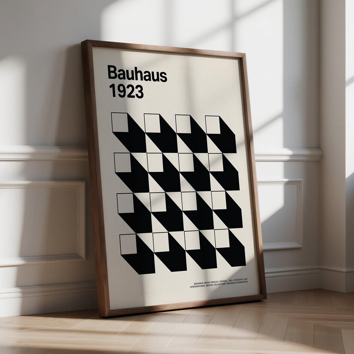 Pictures for a Home Office featuring bold Bauhaus grid in black and cream.