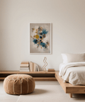 Modern Art Print using Blue and Gold tones for bedroom art print