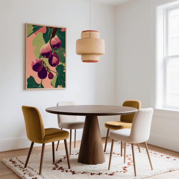 Fig Wall Art decorative poster in pink and green for modern spaces