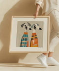 Quirky greyhound dog print in abstract style.