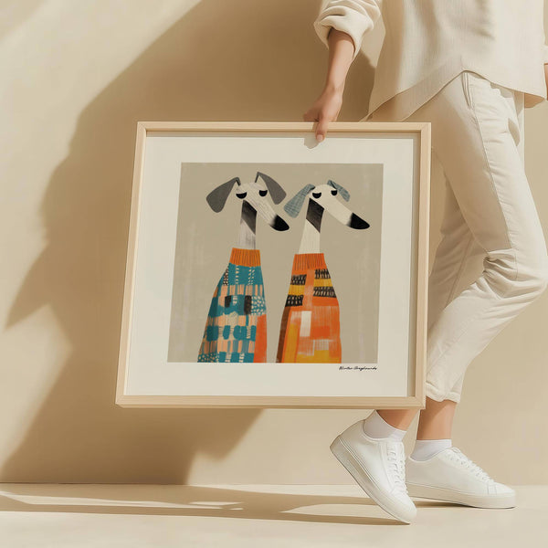 Stylish greyhound-themed wall art dog suitable for quirky interior decor