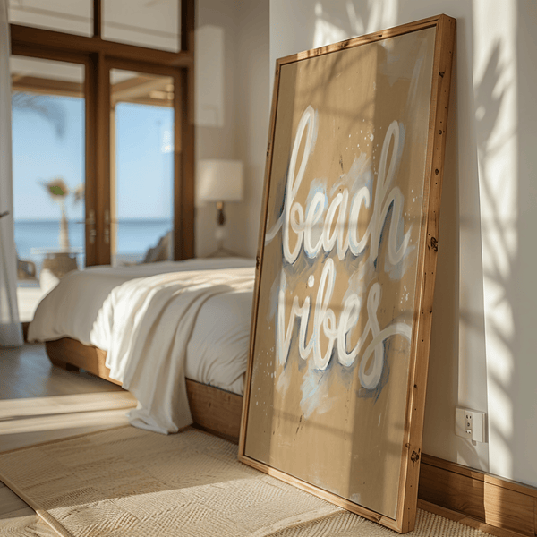Fresh Beach Vibes Wall Art with white accents for kitchen print