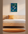 Bird Art Print for serene nursery featuring blue and white