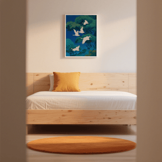 Bird Art Print for serene nursery featuring blue and white