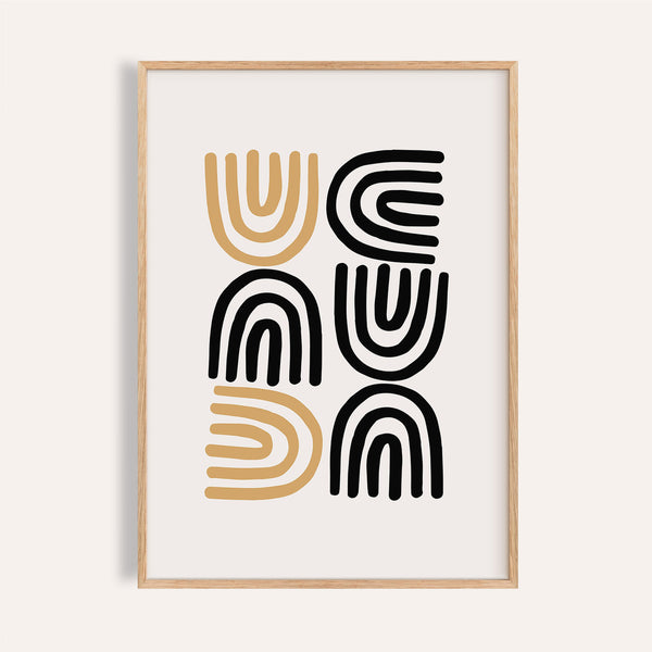 Modern geometric black and gold pictures for contemporary living rooms