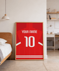 Graphic jersey poster with large 10 numeral and name across the shoulders
