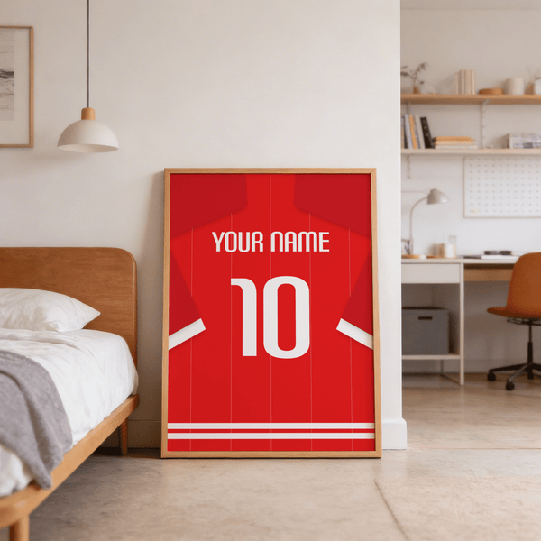 Graphic jersey poster with large 10 numeral and name across the shoulders