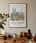 Panoramic Kuala Lumpur Art Print wall decor with coordinates and Malaysia text