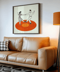 Vintage Dance Art Print, orange accent, perfect for office wall art