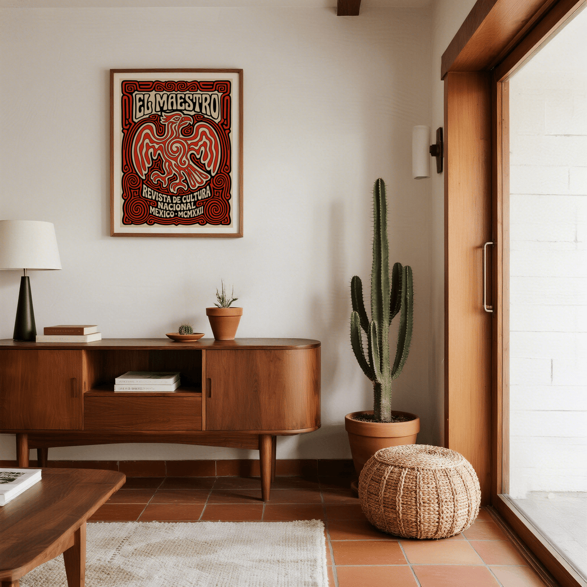 Capturing Cultural Mexican Poster with decorative corner spirals and bold typography