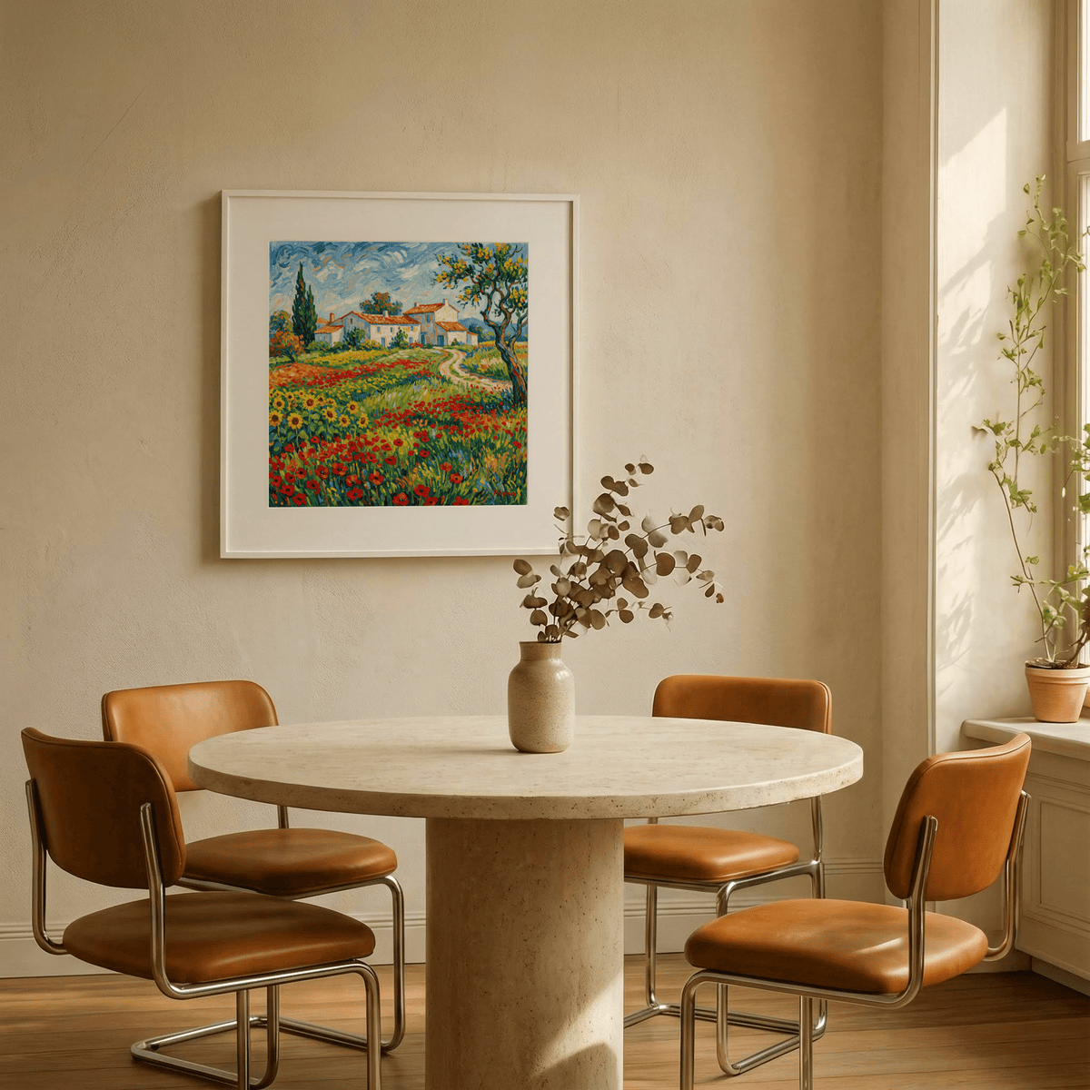 Van Gogh Painting wall art showcasing Blue sky and Green trees for hallway decoration