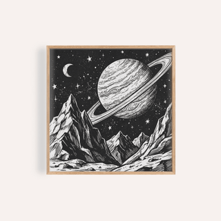 Mountain Space Poster in Black and White for living room wall art