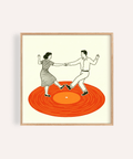 Vintage Dance Art Print with orange tones for living room wall art poster