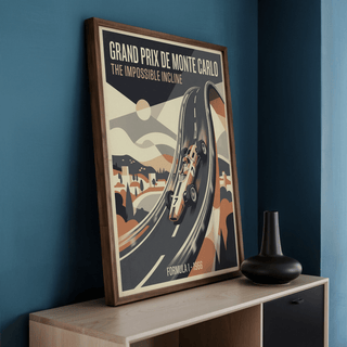 Lower section racing wall art print with “Formula 1 - 1966” text along the bottom