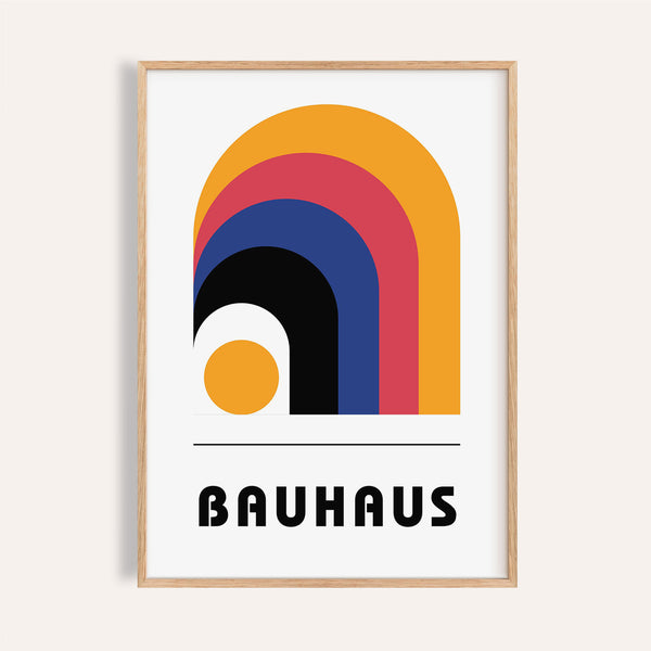 Bauhaus art posters featuring bold geometric arches