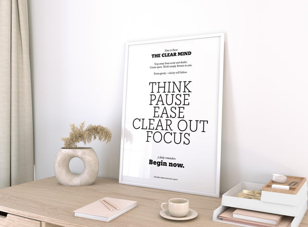 Modern home office setup with Inspirational Quotes for Office Wall framed print.