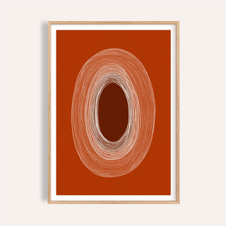 Concentric oval rings wall art print with dark center