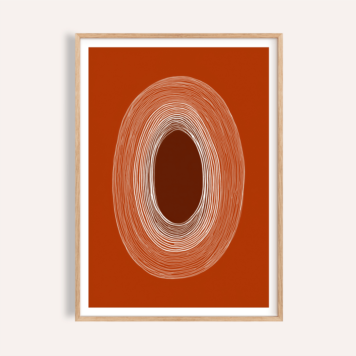 Concentric oval rings wall art print with dark center