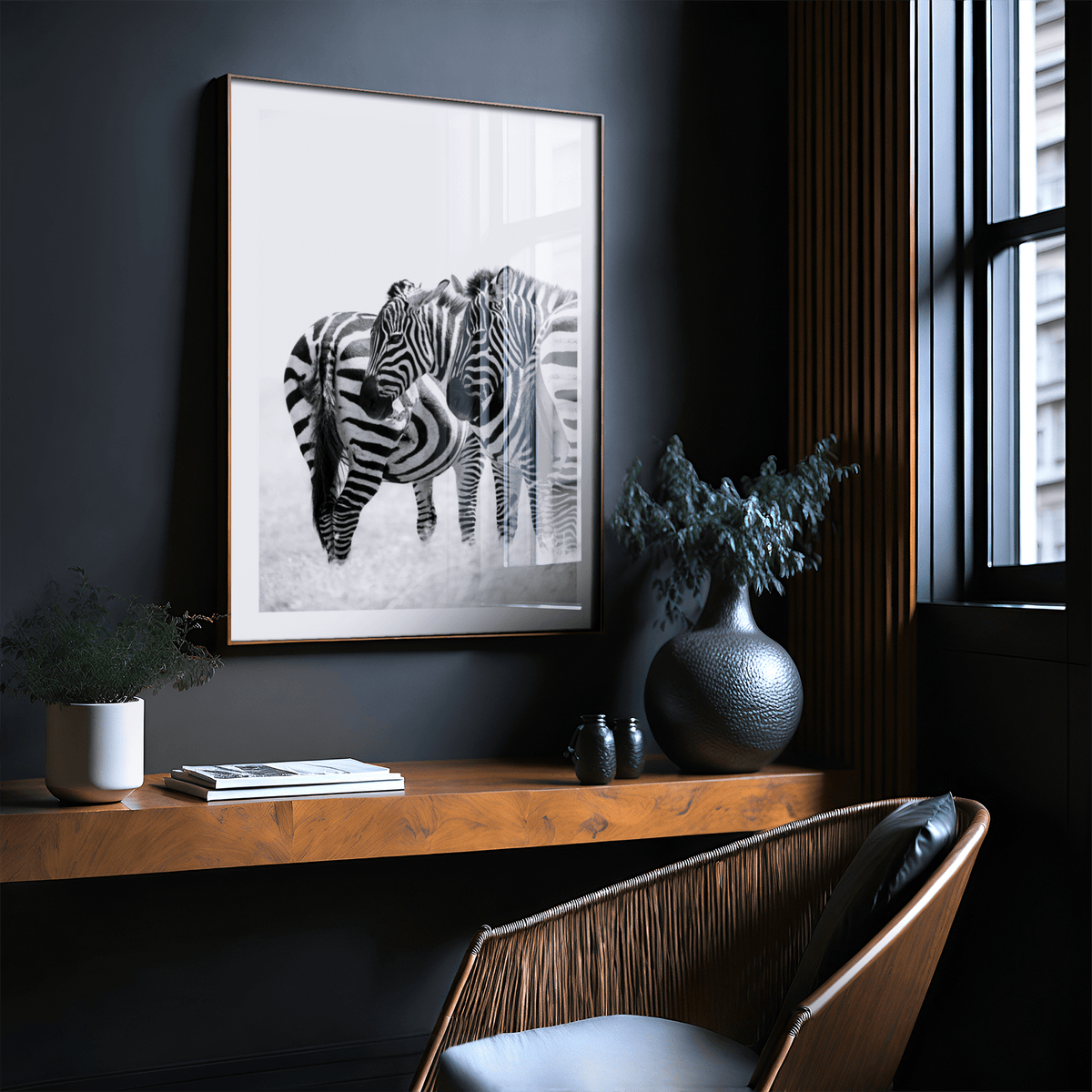 Close wildlife shot of zebra manes and ears detailed