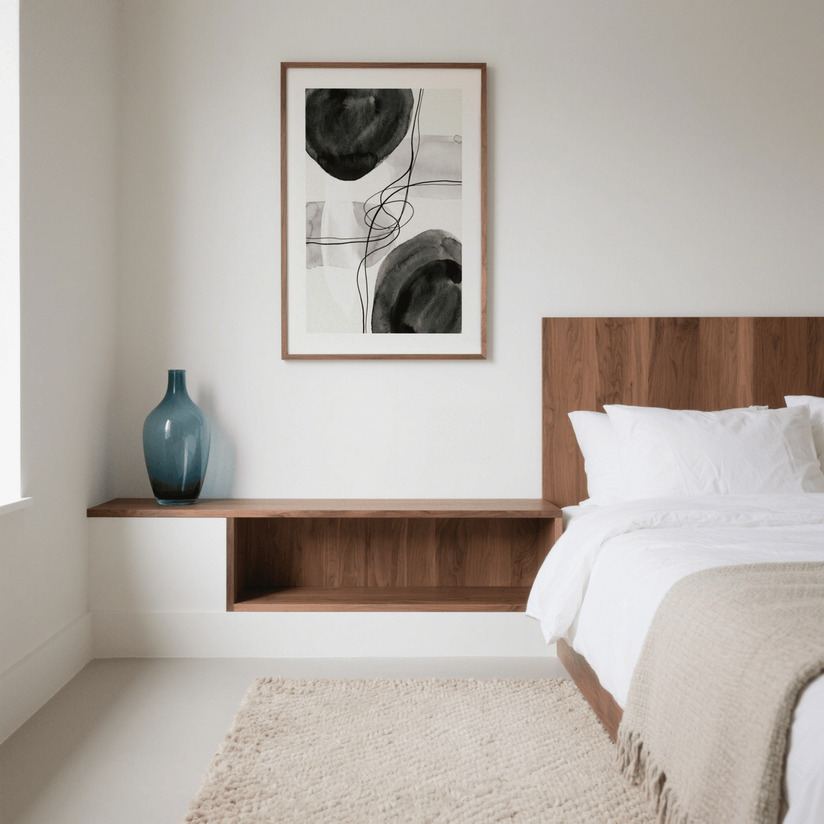 Black and White Wall Art poster with layered washes and fine loops