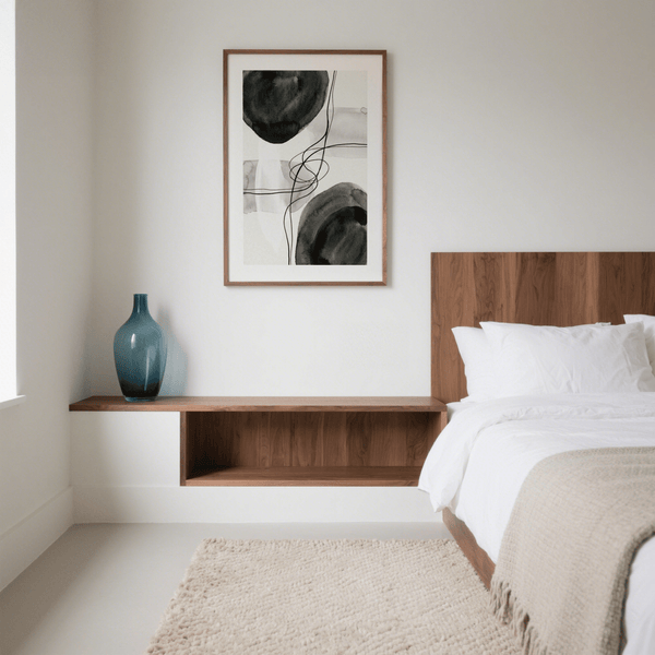 Black and White Wall Art poster with layered washes and fine loops