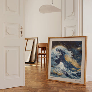 expressive wall art of the ocean with luxurious composition