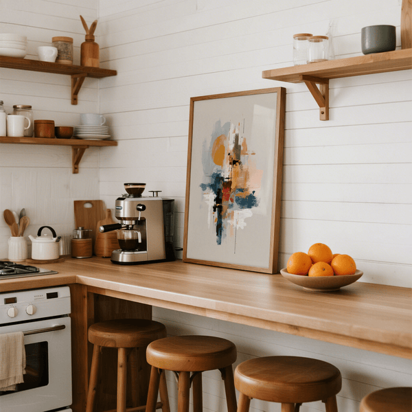 Colorful Wabi Sabi Print featuring multicolored accents, hallway decor poster