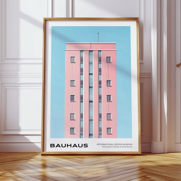 Tower-focused architecture art prints in a Bauhaus style for bedrooms