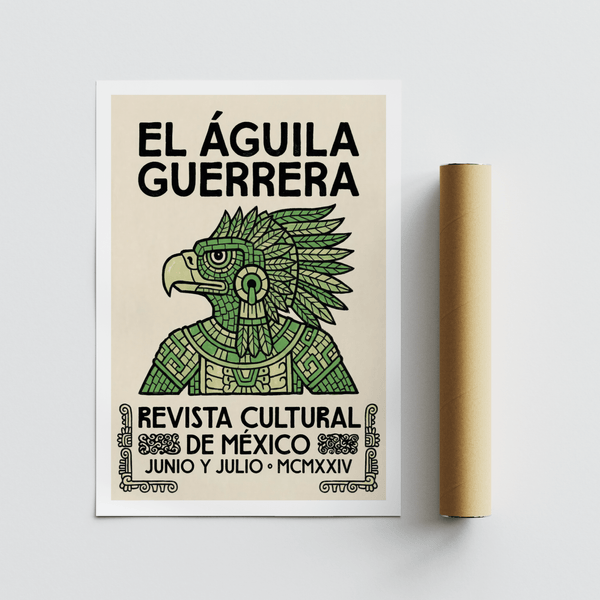 Mexican Eagle Art Print showing the complete design with headline, eagle illustration, and bottom framed text area