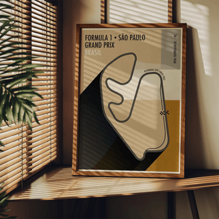 Retro motorsport circuit map illustration in orange and gray palette