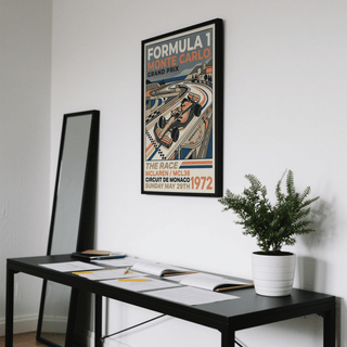 Lower section of vintage race poster print with THE RACE text and large 1972 date